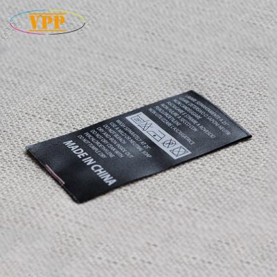 China Sustainable Black Satin Labels Satin Care Labels Wash Care Labels Silk Labels. for sale