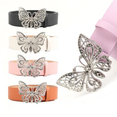 China Fashionable Fashion butterfly rhinestone decorative waistband fashion belt European and American style versatile dress belt cloth belt for sale