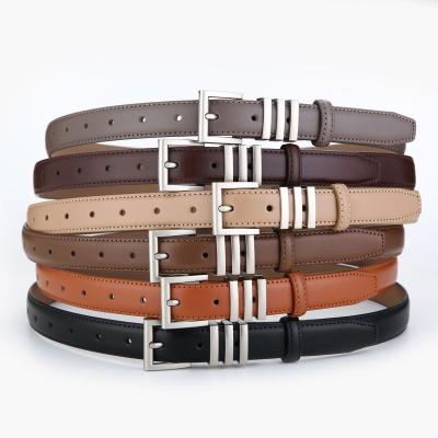 China Daily Usage Vintage Silver Buckle Leather Luxury Belt Woman Fashion Stylish  Ladies Belts Solid Color Jeans Belts for sale