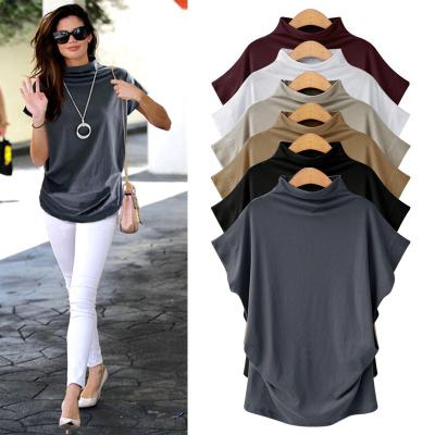 China Anti-wrinkle Hot-Selling Short-Sleeved Women's New Large-Size Loose Top Oversized Luxury T Shirt Mid-Length Ladies' Half Turtleneck Base for sale