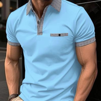 China Anti-wrinkle Ins Cross-Border Polo Shirt Plaid T Shirt For Men Oversize Mens Fashion T Shirt for sale