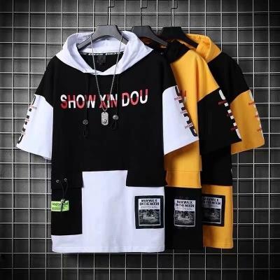 China Anti-Shrink Hoodie Short Sleeve Student Ins Trend Loose Half Sleeve T Shirt For Men Oversize T Shirt For Men Hip Hop for sale