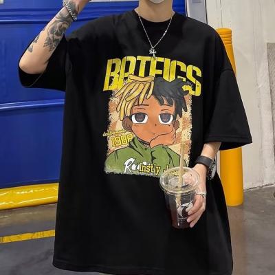 China Anti-wrinkle Trend Cartoon Short Sleeves For School Students Retro Loose T Shirt For Men Oversize T Shirt Hip Hop for sale