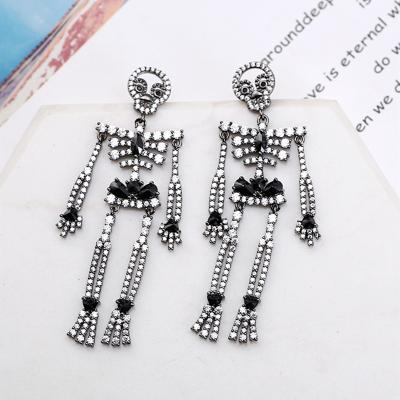 China Luxury Punk Style Earring Hip Hop Robot Dance Street Dance Drop Earrings Skull Anti Allergy Zircon Women Exaggeration Accessories for sale