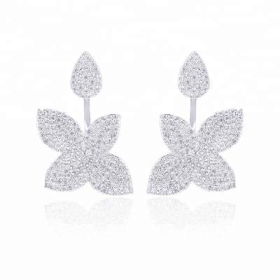 China Flower Shape Elegant Exquisite Luxury Micro Pave Zircon Women Earrings Jackets for sale