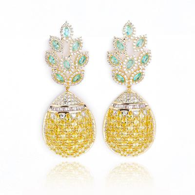 China Anti-Allergy Customize Fashion Pineapple Earrings Large Zircon Jewelry Hawaii Party Luxury Drop Earrings for sale