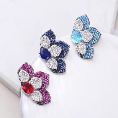 China FASHIONABLE Jewelry Factory Customize Luxury Stud Earrings Full Butterfly Micro Paved Cubic Zircon Gold Thin Layer Jewelry For Wedding for sale