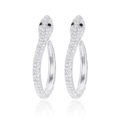 China Trendy Fashionable Jewelry Fashion Snake Shape Circle Zircon Animal Brass Stud Earrings For Women for sale