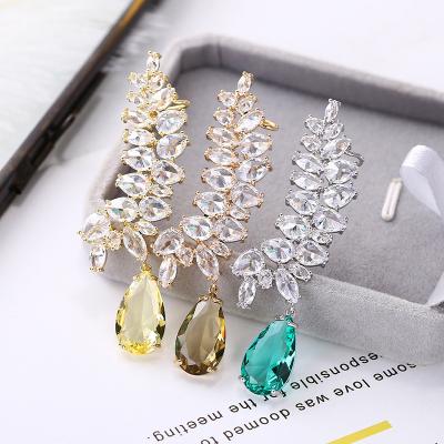 China Anti-Allergy Customize Luxury Angel Ear Sweep Climber Earrings Zirconia Cuff Earrings Wedding Jewelry for sale