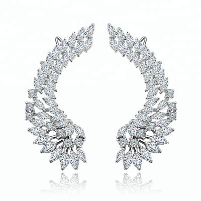 China CLASSIC Hot Sale Fashion Luxury Silver Cubic Zircon Crystal Earring Angel Wing Ear Cuff Earrings for sale