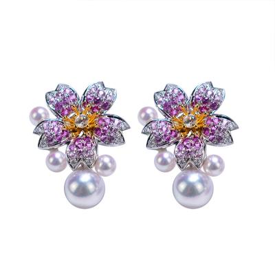 China Anti-Allergy Customize Fashion Flower Earrings Zircon Gold Plated Luxury Wedding Jewelry Banquet Stud Earrings Women for sale