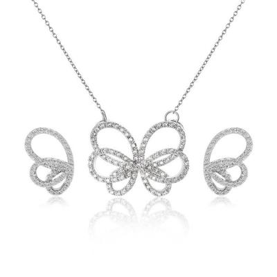 China Popular hot selling fashion woman butterfly knot necklace and earring ladies jewelry set for sale