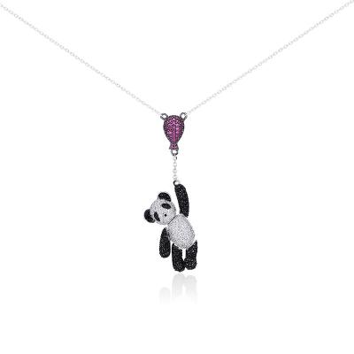 China Lovely Panda Pink Balloon In Hand Fashion Soft Pendant Necklace for sale