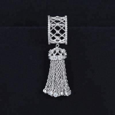 China FASHIONABLE Wholesale Silver Tassel Hollow Rings Design For Women Pattern Cubic Zirconia Jewelry Seeting Rings for sale