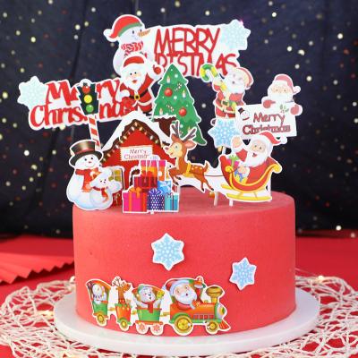 China Red and Green Elk Cake Elk Train Party Dessert Table Dress Up Paper Christmas Cake Baking Decoration Paper Up Layout for sale