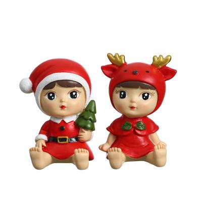 China Resin Entrepreneurial Cartoon Christmas Couples Cake Decoration Birthday Cake Decoration Car Decoration Baking Plug-in Doll for sale