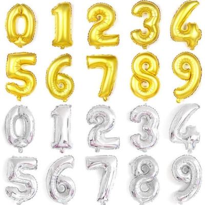 China Foil Hot 2021 Numbers Birthday Party Balloon Decorations For Wedding Supplies Gold 0-9 Silver Number Balloons Party Decorations for sale