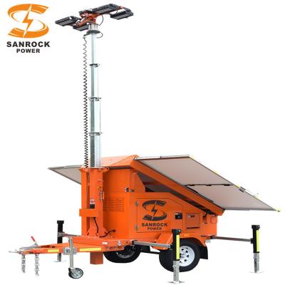 China Torre de iluminación portátil de luz solar monocristalina para remolque 6.5/7.5/9M Altura ajustable en venta