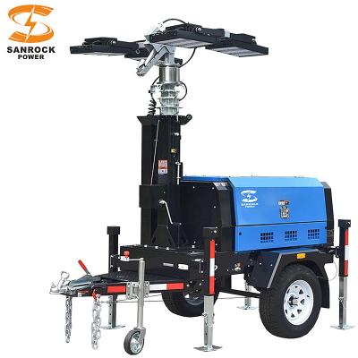 China 6kw/7.5kw Portable Diesel Light Tower 230VAC / 240VAC Trailer Mounted Light Towers for sale