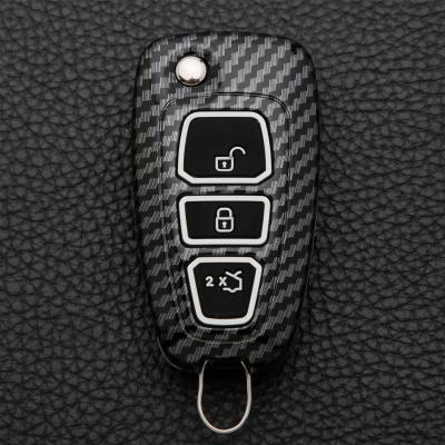 China ABS+silicon carbon plastic colors with silicon function luminous car key case for ford focus kuga for sale