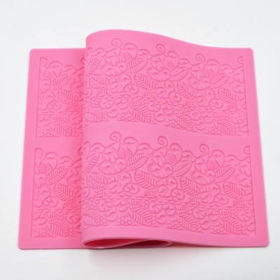 China New Viable Leaf Design Lace Silicone Printing Mat Wedding Cake Border Decorating Lace Silicone Mat for sale