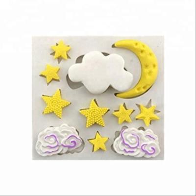 China Viable Stars Moon Clouds Silicone Mold Chocolate Cupcake Mold Fondant Silicone Cake Decorating Mold for sale