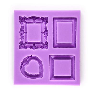 China Sustainable Vintage Frame Silicone Mold Fondant Cake Decorating Mold for sale