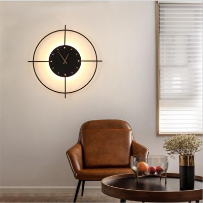 China Modern Modern Clock Wall Light LED Bedroom Bedside Lamp Simple Living Room Hanging Clock Creative Children's Room Clock Wall Lamp for sale