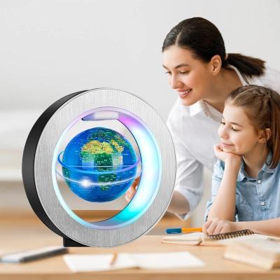 China Modern Anti Gravity Blue Globe Levitation EU Globe World Map LED Magnetic Floating Light For Kids Gift Home Office Office Decoration for sale