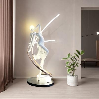 China Large Contemporary Fiberglass Humanoid Sculpture Courtyard Decoration Abstract Landscape Open Resin Floor Lamps for sale
