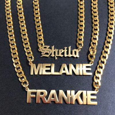 China Europe and America Customized Jewelry Personalized Nameplate Necklace Made of Thin 18k Gold Stainless Steel Custom Nameplate Fashion Necklace for sale