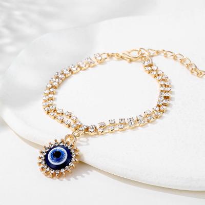 China Wholesale CLASSIC Evil Eyes Women Red Blue Evil Eyes Charm Jewelry Gold Plated Turkish Evil Eyes Bracelet for sale