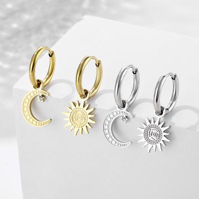 China Fashion TRENDY Top Zircon Slap Stainless Steel Cross Earring Custom Long Circle Earring for sale