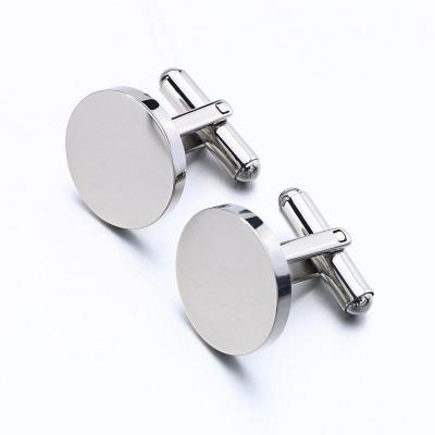 China Stainless Steel Factory Outlet Cufflinks Blank Or Gold Round Type Link Clasp Jewelry Mens Cufflinks for sale