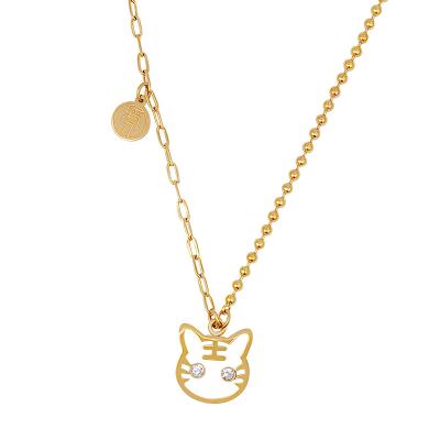 China Factory Outlet CLASSIC High Quality Gold Plated Stainless Steel Star Heart Cat Pendant Necklace Earrings Jewelry Necklace Set for sale