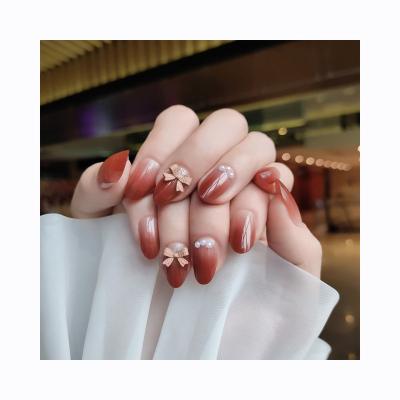 China Salon Effect Bow Tie Nail Blush Extra Long Nail Art Artificial Nail Tips French Style Fashion for sale