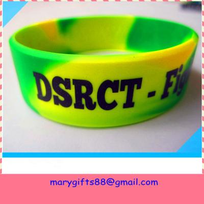 China swirl color 1 inch debossed silicone bands for sale