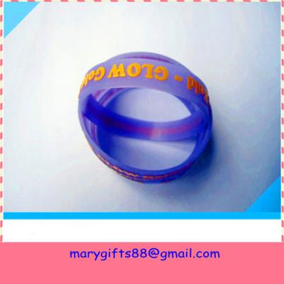 China glow in dark embossed silicone bracelet for sale