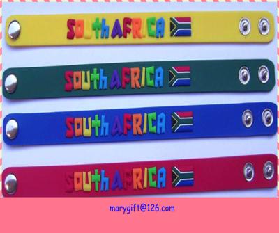 China SOUTH AFRICA embossed logo PVC wristband bracelet for sale