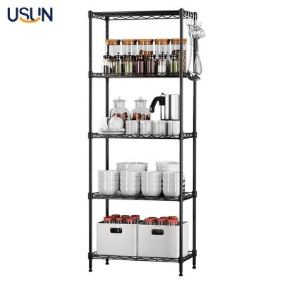 China USUN Wire Shelving Home Sustainable Metal Storage Rack Chrome Finished Unit for sale