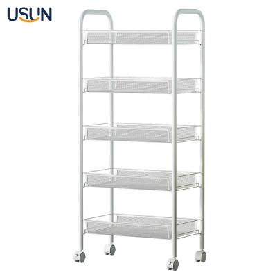 China USUN Home Kitchen 5-Layer Sustainable Seasoning Metal Tray Trolley Rack For Hotel for sale