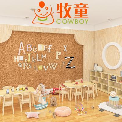 China Modern Modern Solid Wood Kids Bookcase Furniture Set For Kindergarten Preschool Use for sale