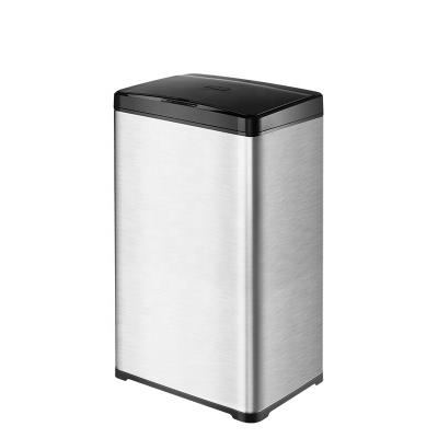 China Durable Touchless Automatic Smart Kitchen Trash Can Kitchen Stainless Steel 42L Public Metal Public Waste Trash Can Soft Enclosed for sale