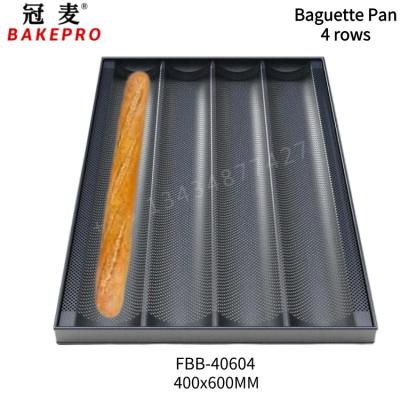 China Viable Bake Pro FBB-40604 Aluminum Nonstick Baguette Tray Mold In Bakery Tools 4 Tiers Capacity Bakeware for sale