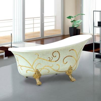 China Modern Double Slipper Free Jet With Four Leg Gold Color Corner Clawfoot Bathtub for sale