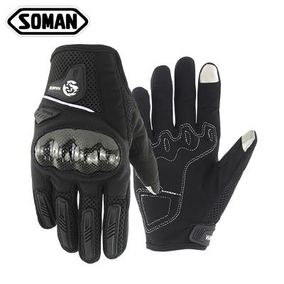 China RTS Touch Screen Carbon Fiber motorcycle gloves Full Finger Glove motor bike cycling Road Guantes Soman MG19 for sale