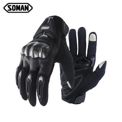 China Soman MG-19S original Carbon Fiber motor cycle gloves Full Finger cycling Guantes OEM&Wholesale for sale