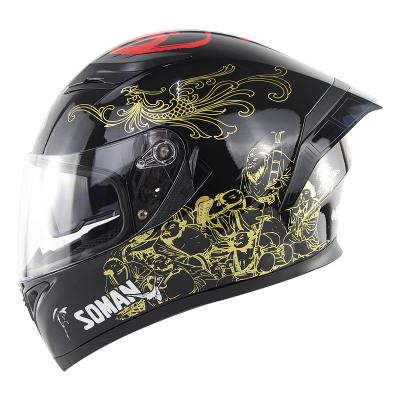 China Sopiler helmet Double Lens Motorcycle Full face casco with Tail design SOMAN SM960 for sale