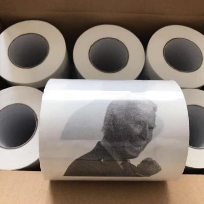 China Virgin Wood Pulp Ready To Ship Funny Joe Biden Prank Printed Toilet Paper Loo Roll Novelty Gag Gift With Lower MOQ of 100 Rolls for sale