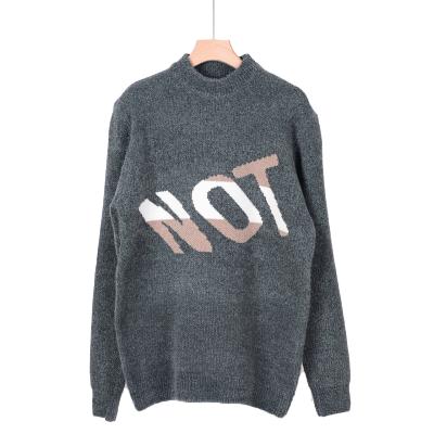 China Anti-wrinkle Factory Supply Men's Winter Turtle Neck Cable Knit Pullover Jacquard Letter Pattern Sweater for sale